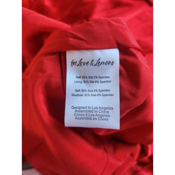 NWT For Love & Lemons Red Anisa Silk Fringe Draped Midi Dress Size XL Red #8A404 - Picture 11 of 13
